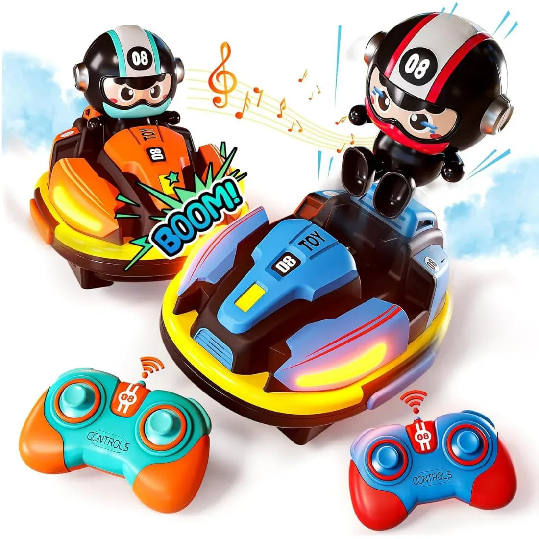 Nuivora DualRacer™ RC Bumper Cars - Lights, Music & Spray Effects – Interactive Battle Fun for All Ages