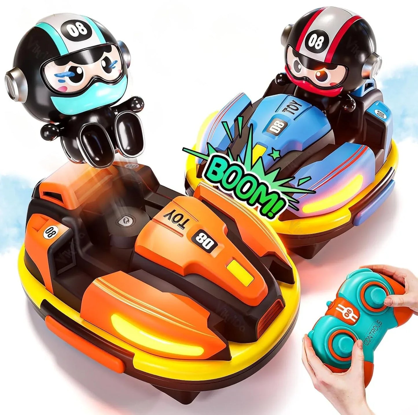 Nuivora DualRacer™ RC Bumper Cars - Lights, Music & Spray Effects – Interactive Battle Fun for All Ages
