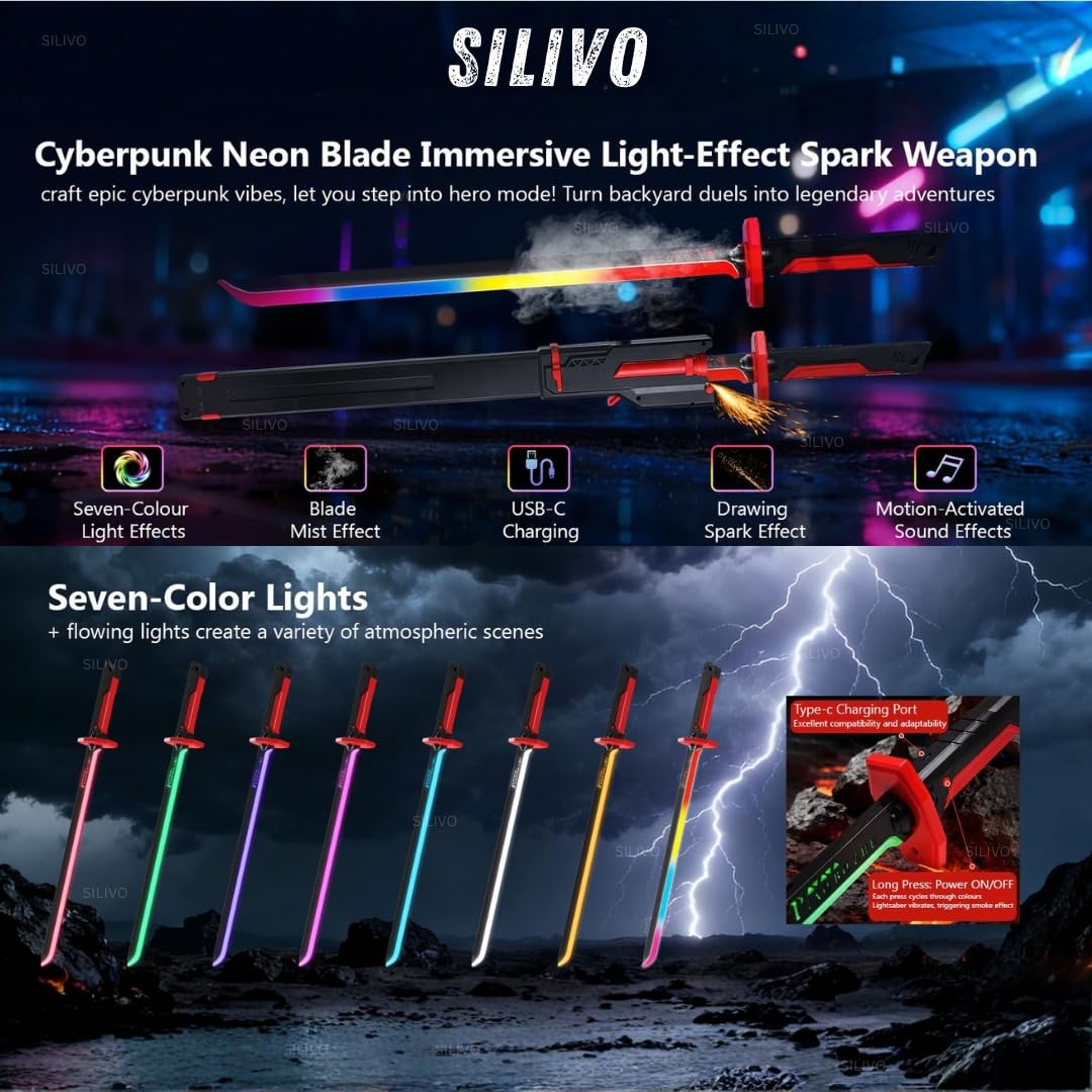 StrikeBlaze™ Rechargeable LED Sword with Smoke & Spark Effects