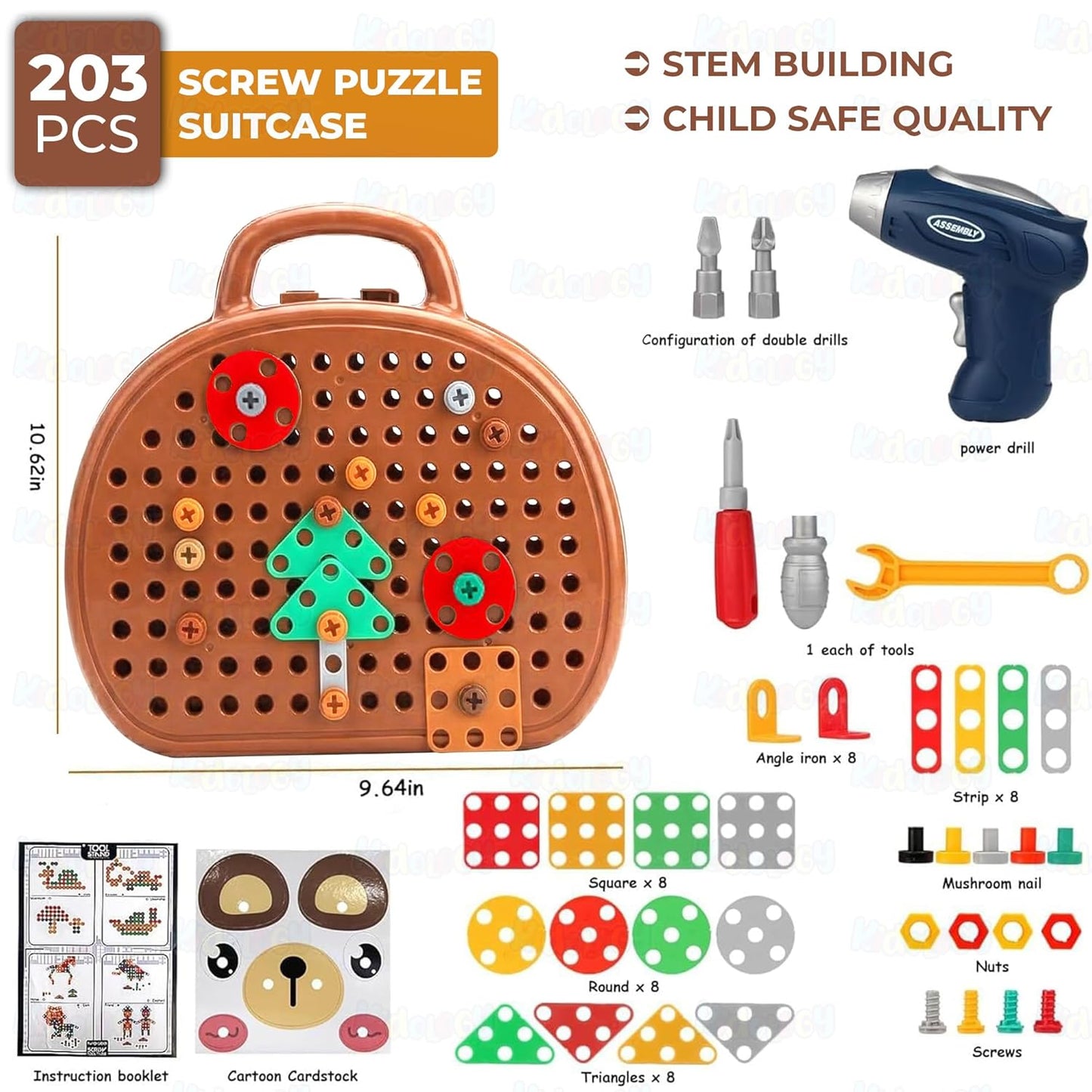 “BrainBuilder™ Creative Drill Kit”- 203 Pcs Educational Kit Construction Toy for Kids