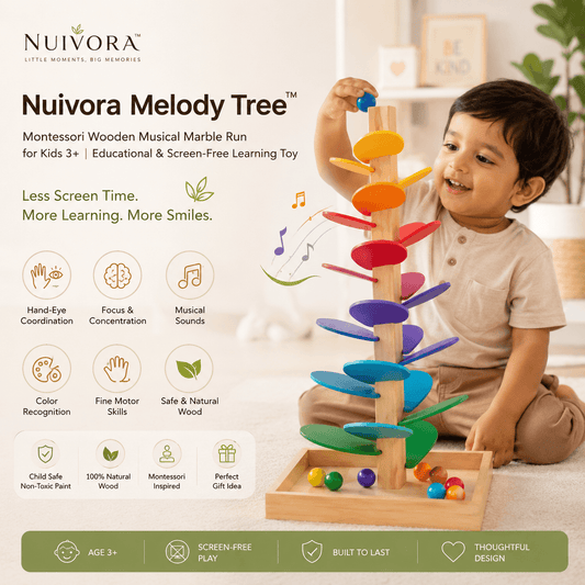 Nuivora Melody Tree™ | Montessori Wooden Musical Marble Run for Kids 3+ | Educational & Screen-Free Learning Toy
