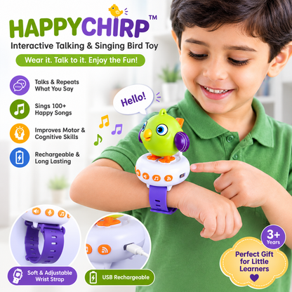 Nuivora HappyChirp™ | Interactive Talking & Singing Bird Toy | Rechargeable Educational Toy for Kids