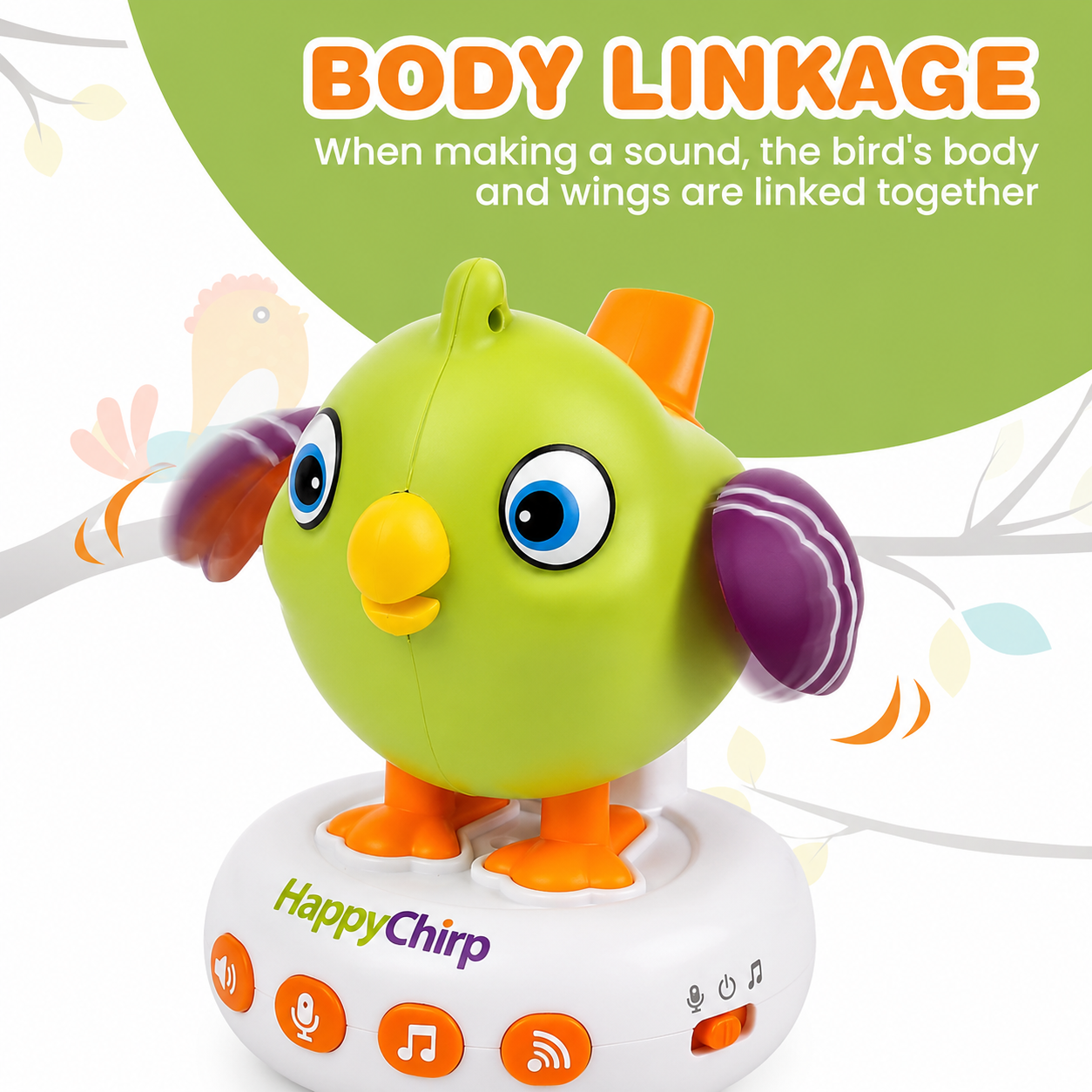 Nuivora HappyChirp™ | Interactive Talking & Singing Bird Toy | Rechargeable Educational Toy for Kids