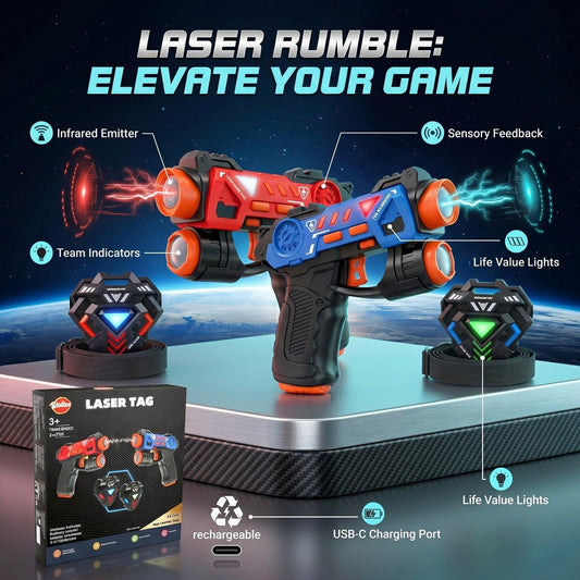 LaserRumble™ Laser Tag Guns Set with LED Score Vests