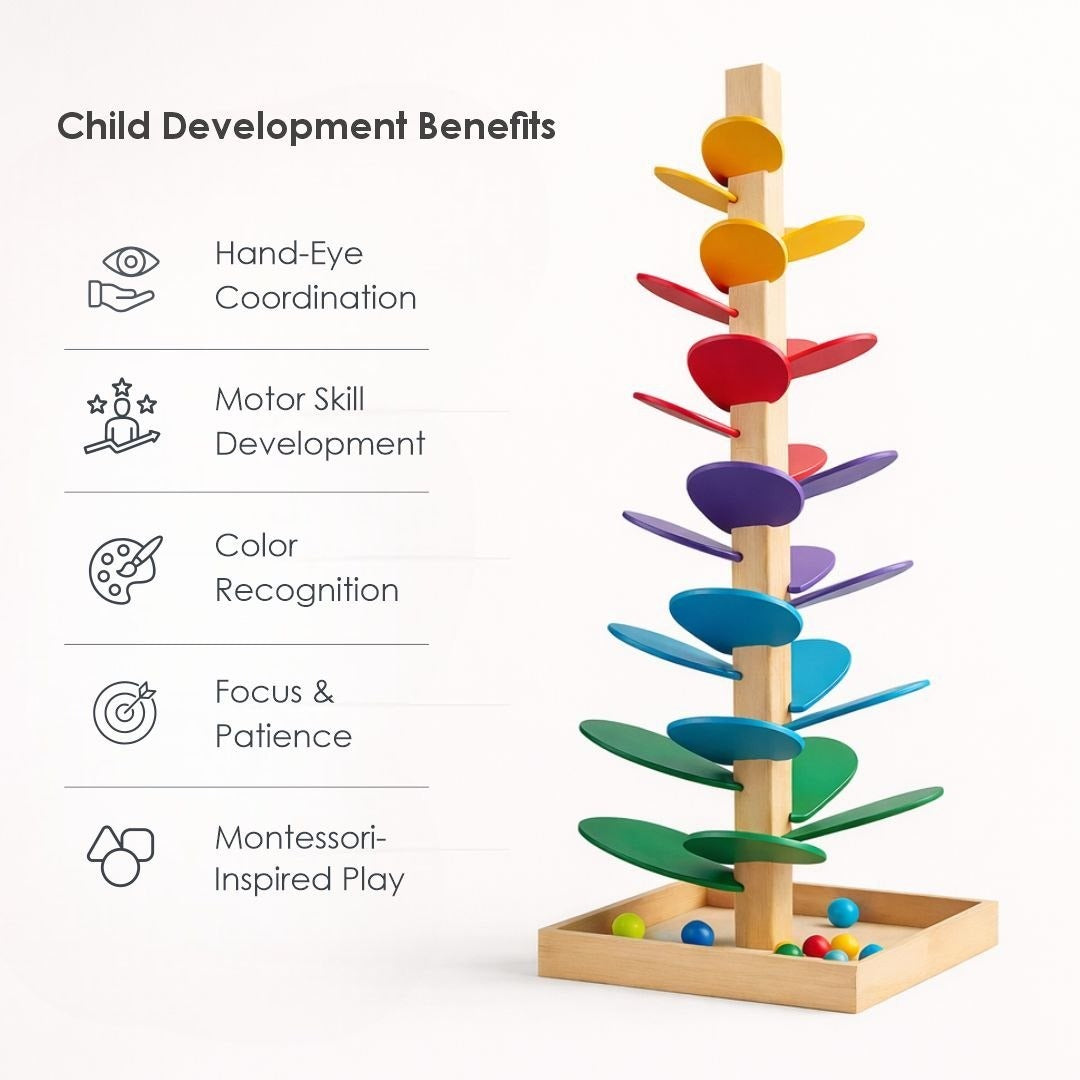 Nuivora Melody Tree™ | Montessori Wooden Musical Marble Run for Kids 3+ | Educational & Screen-Free Learning Toy